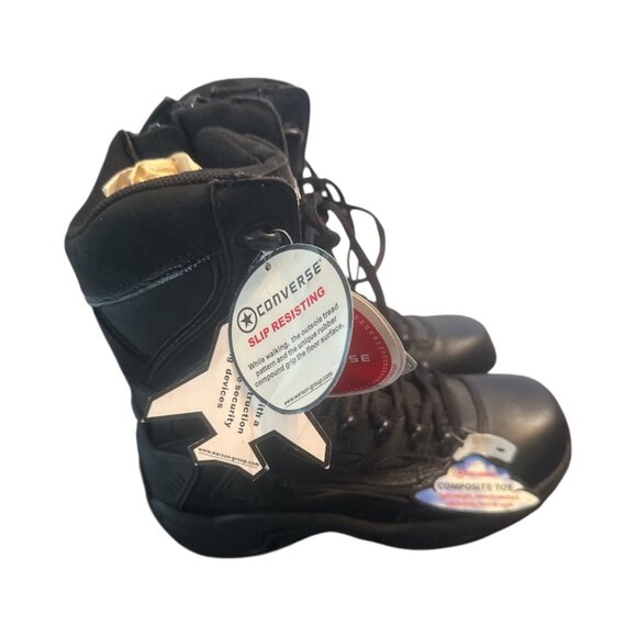 Converse Black Leather Work Boots-NWT--Slip Resistant-M-7 W-9 C8874 - Picture 1 of 5